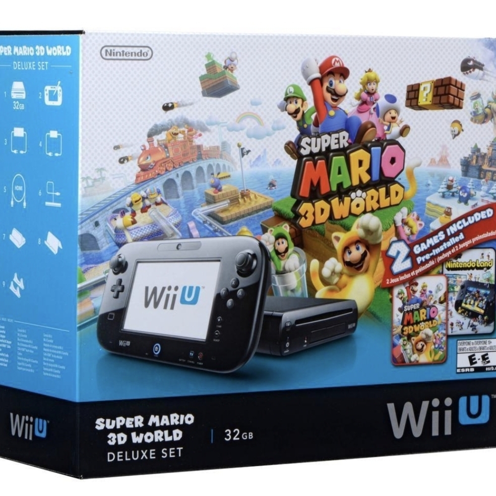 Nintendo Wii U Console with Super Mario 3D World - Black and Blue
